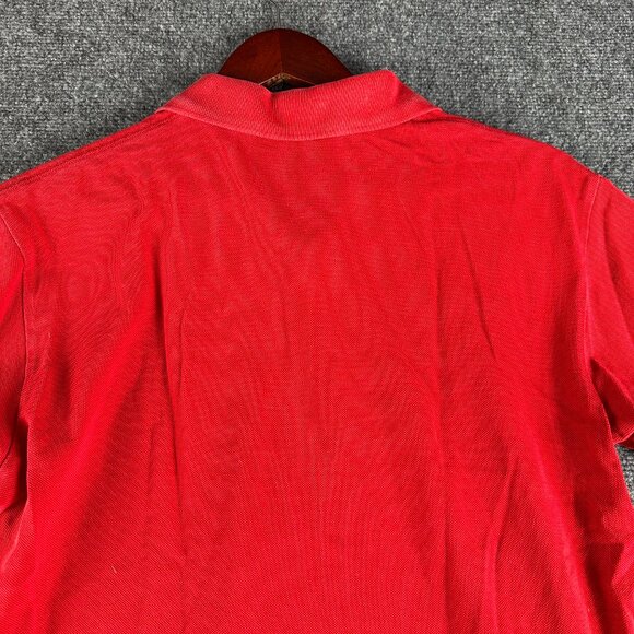 Carhartt Polo Shirt Mens Medium Red Cotton Short Sleeve Split Hem Logo Split Hem - Picture 7 of 9
